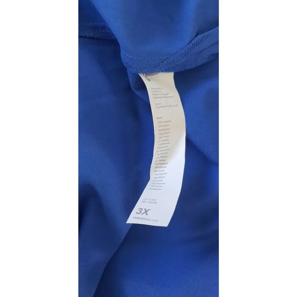 Fabletics NWOT Helix Scrub Top V-neck Mens 3X Royal Blue Lightweight READ